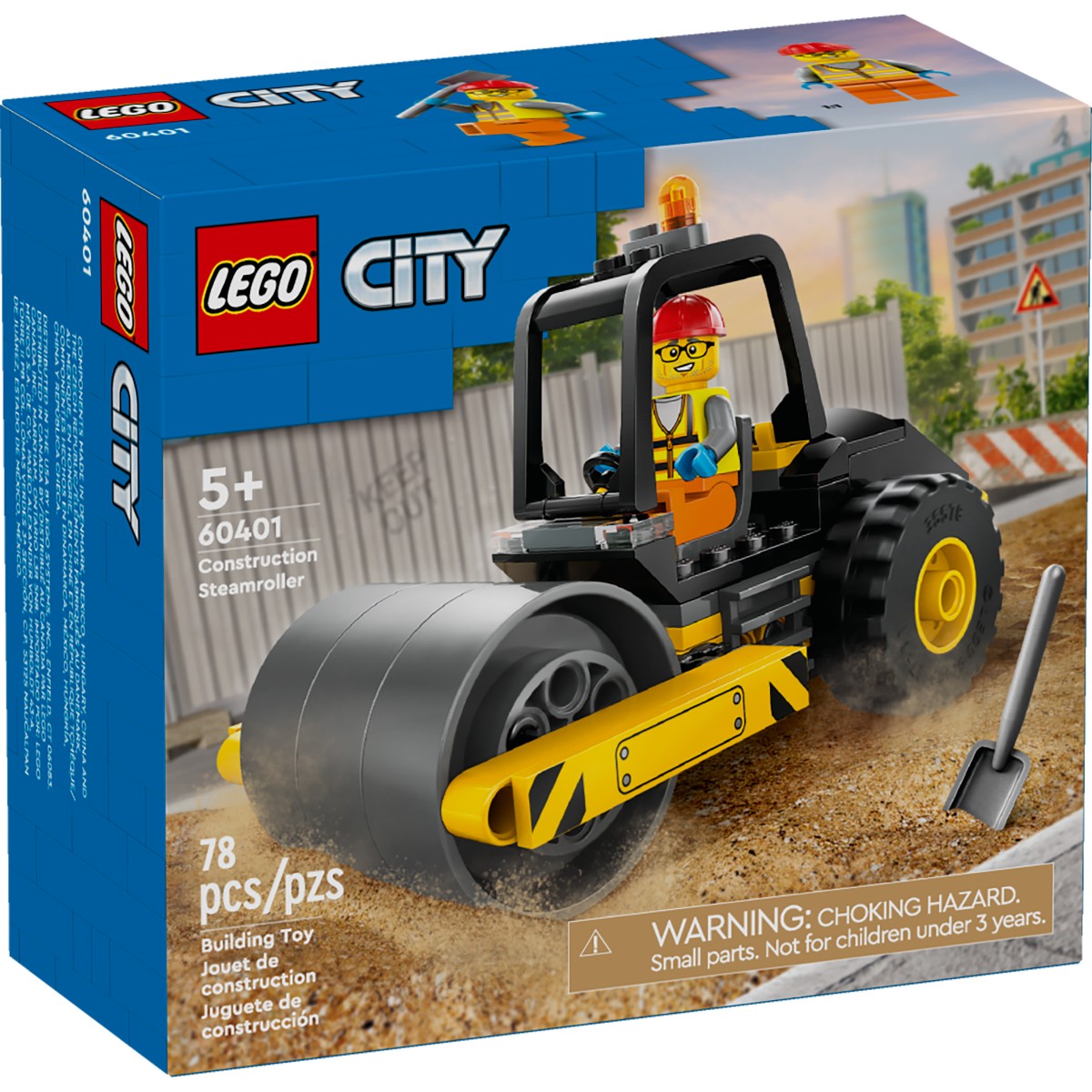 Set LEGO City Aplanadora 60401 78 Piezas COLOR AMARILLO Con Minifigura Desde 5 A&ntilde;os Veh&iacute;culo De Construcci&oacute;n image number null