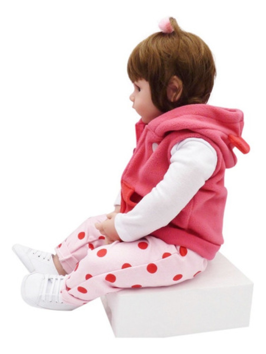 Bebes Reborn Todo Silicona Ni&ntilde;a 55cm conejo blanco/rosa image number null