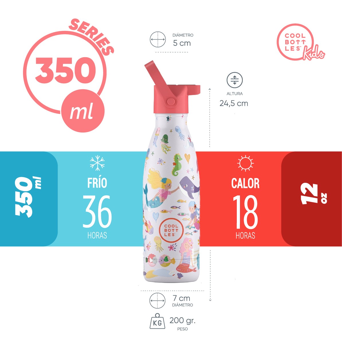 Cool Bottles Botella Termo Infantil Sweet Mermaids 350ml image number null