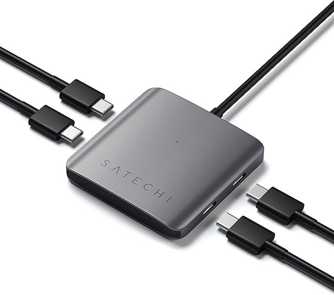 SATECHI Hub USB-C de 4 Puertos - Solo Transferencias de Datos (Sin Carga/V&iacute;deo) - para M2, M1 MacBook Pro/Air, M2, M1 iPad Pro/Air, M2 Mac Mini, iMac. image number null