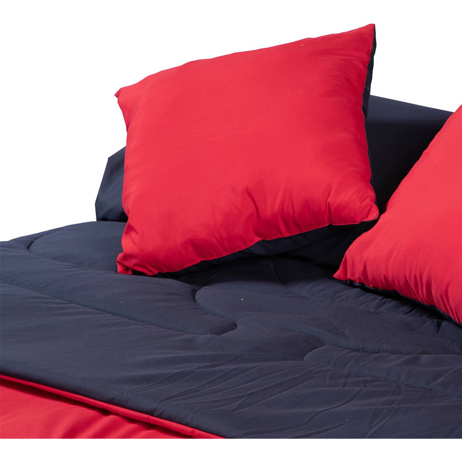 Set de Edred&oacute;n King Size Dicasa Couzy Doble Vista Rojo con Azul Marino con Almohada 2-Pack image number null