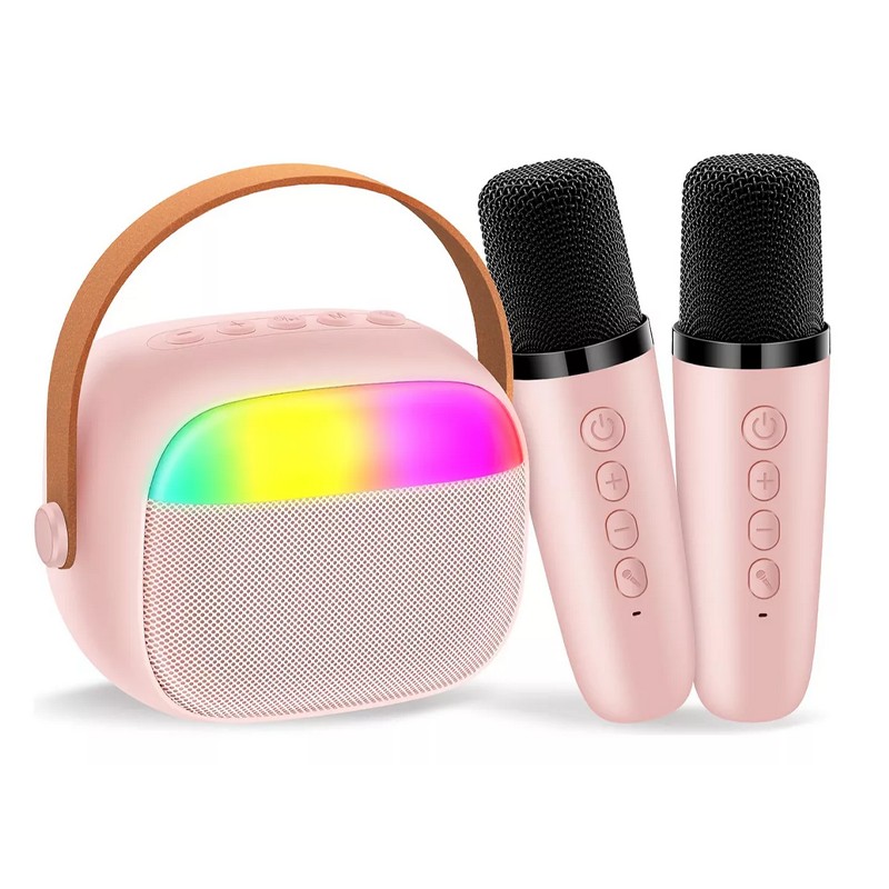 Karaoke Para Ni&ntilde;os Con 2 Micr&oacute;fonos Inal&aacute;mbricos Y Bocina image number null