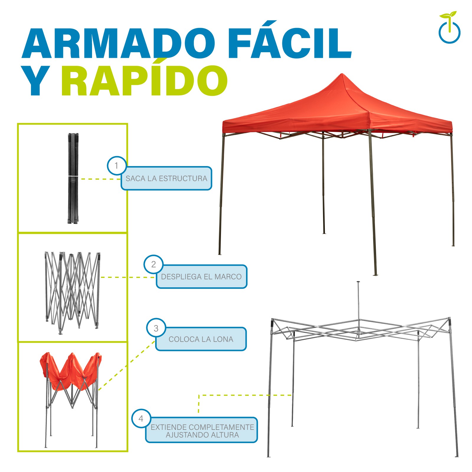 Carpa Toldo Plegable 3x3 Impermeable Retractil Jardin Onof Rojo image number null
