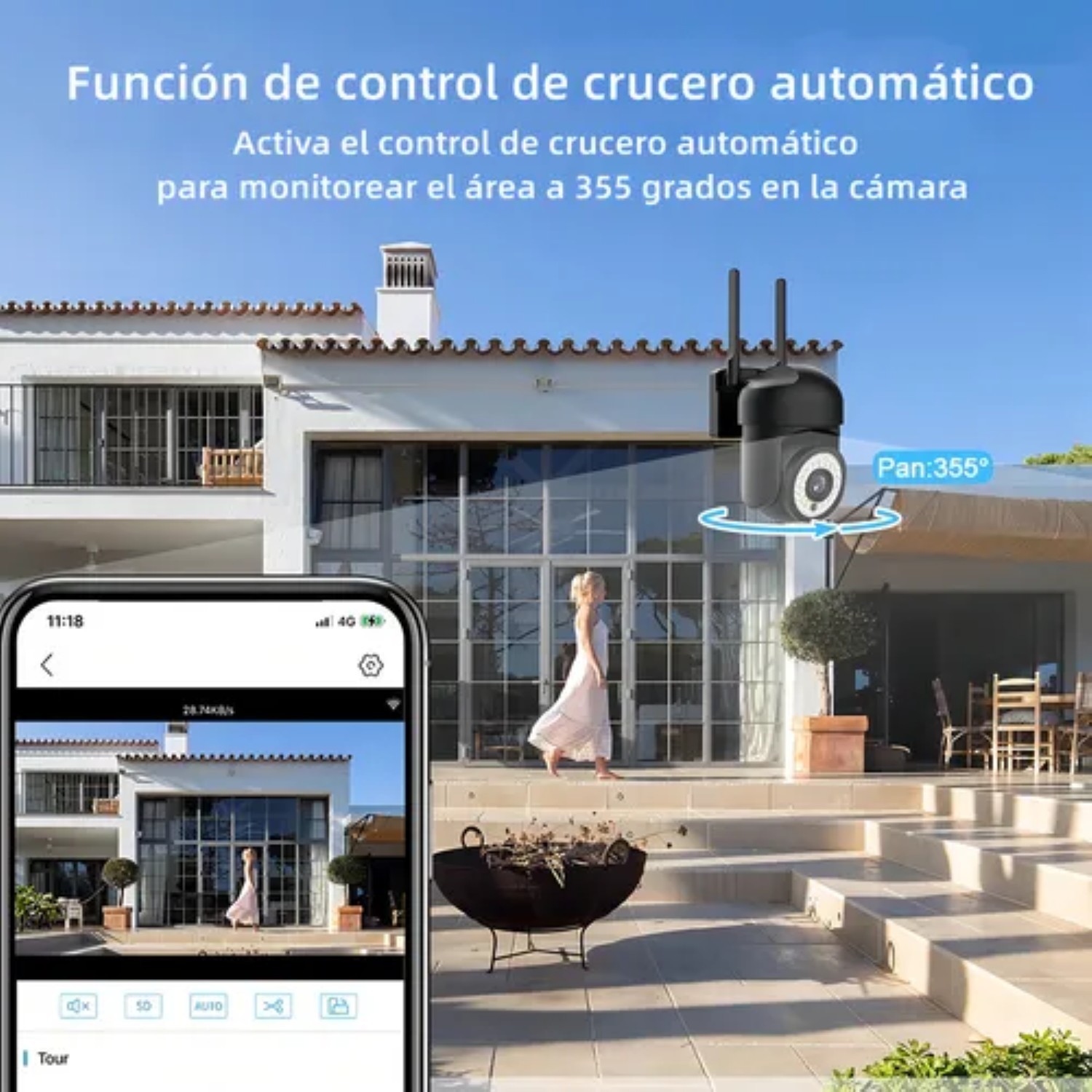 2pcs C&aacute;mara De Seguridad Exterior Wifi Foco Hd Visi&oacute;n Alarma Color Negro image number null