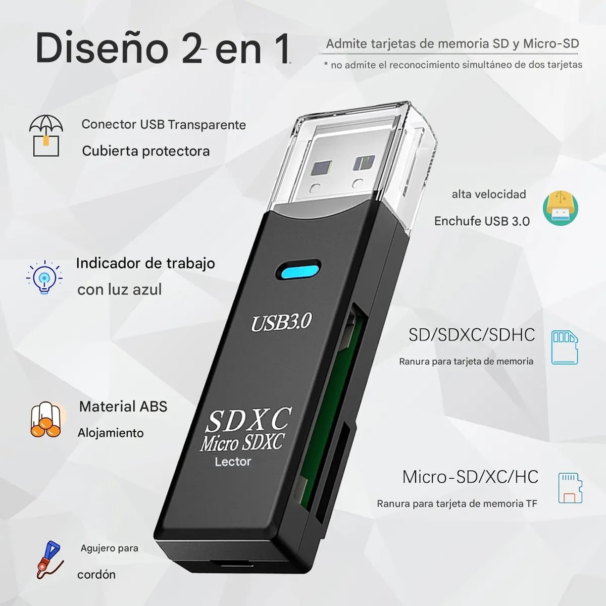Lector Tarjetas Sd Tf Y Micro Sd 2 En 1 Usb 3.0 Adaptador image number null