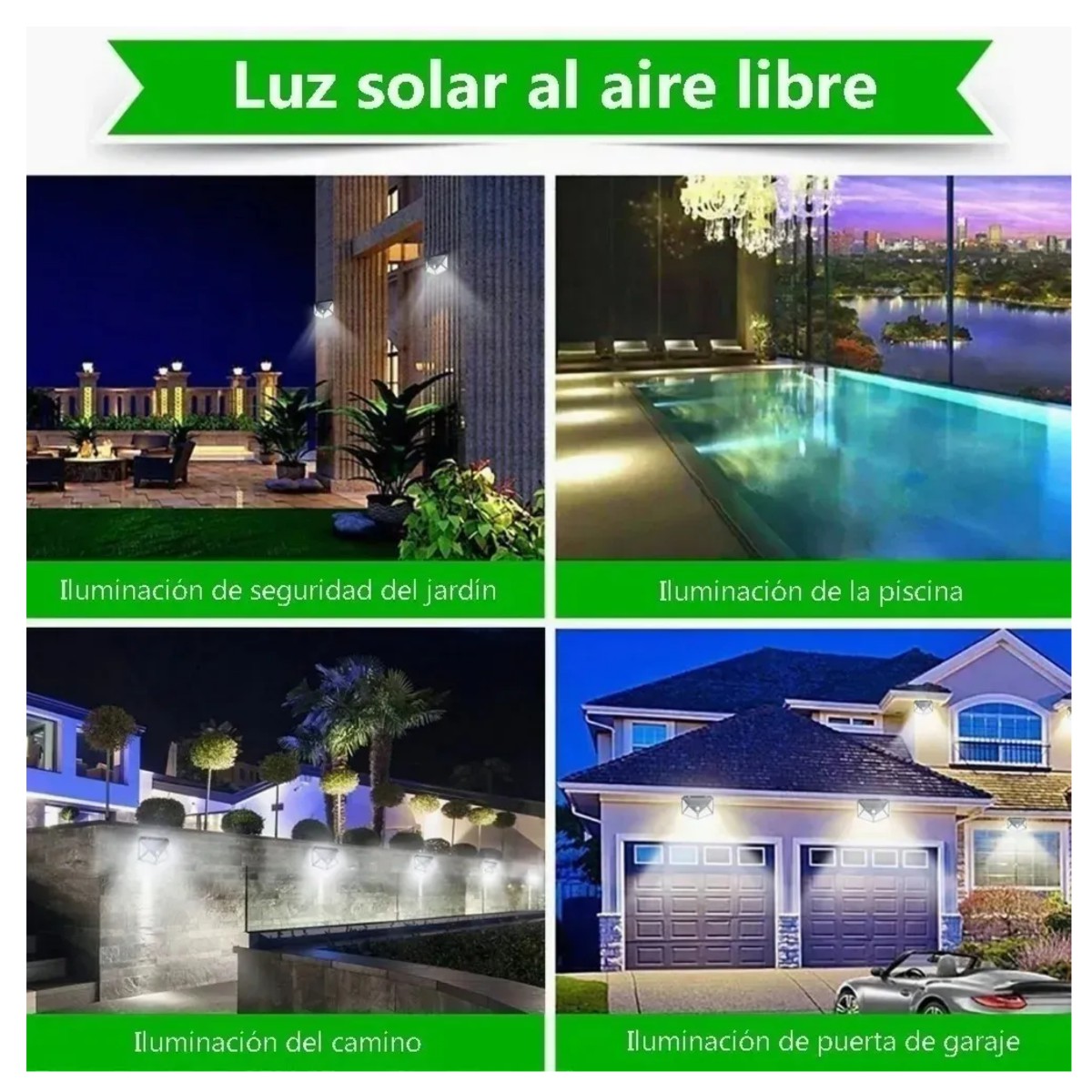 L&aacute;mpara De 100 Leds Con Energ&iacute;a Solar Para Jard&iacute;n, 2 Uds, Negro image number null