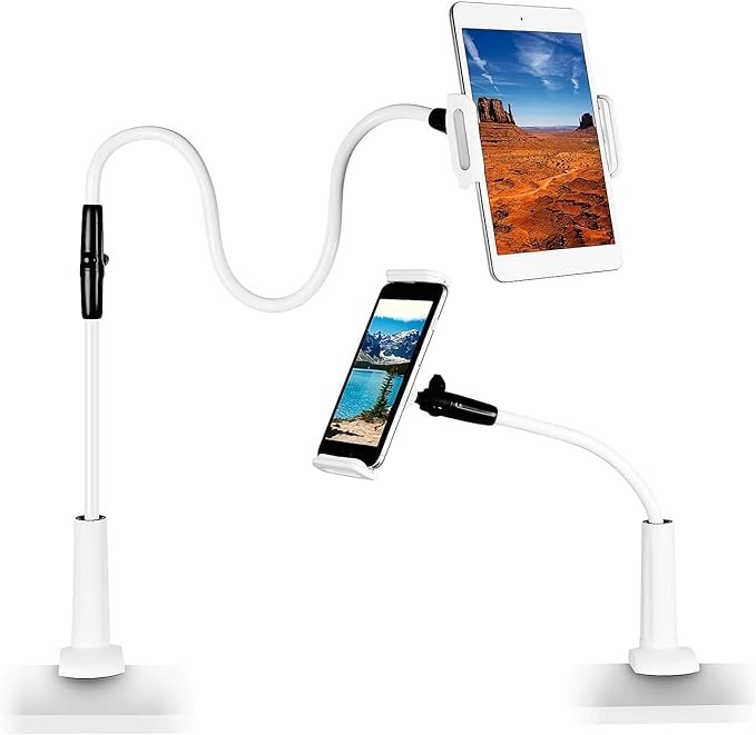 A Yostyle Soporte para Celular de Brazo Flexible, Soporte para Tel&eacute;fono M&oacute;vil Cuello de Cisne para Cama Escritorio o Mesa Brazos Largos de 110 cm Soporte para 3.7-7.7" Smartphones Tablet. image number null