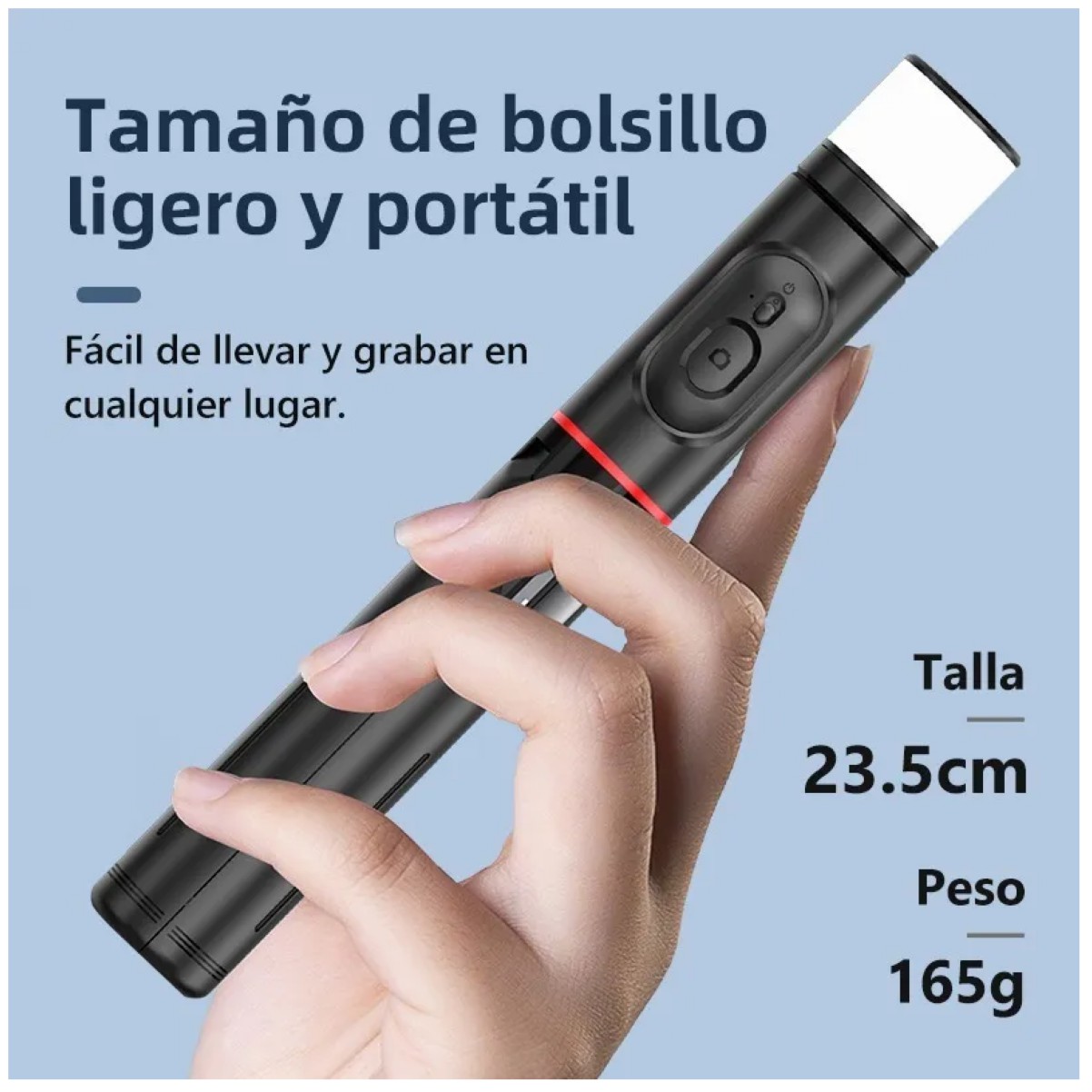Selfies Stick Con Tripode Bluetooth Control Remoto Led Negro image number null
