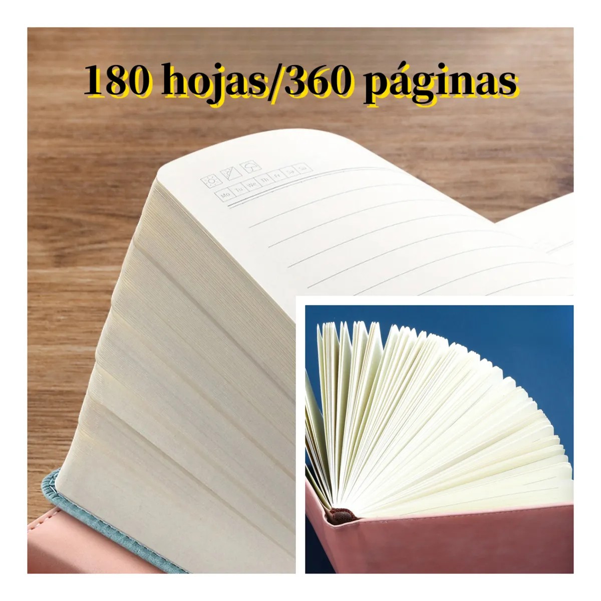 Cuaderno Forrado Tapa Dura Para Regalo Escolar, 360 P&aacute;ginas Negro image number null