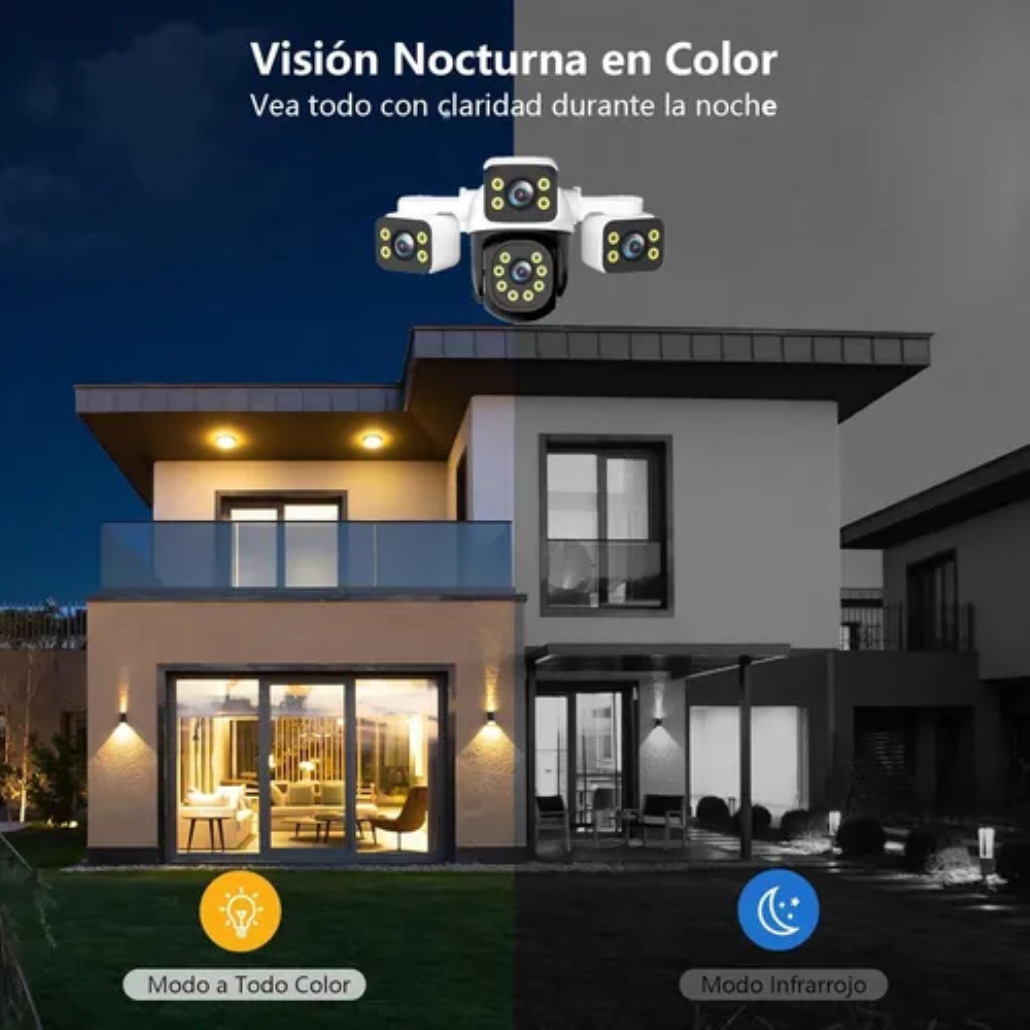 12mp C&aacute;maras De Seguridad Wifi Exterior 360&deg; Con Tres Lentes Blanco image number null