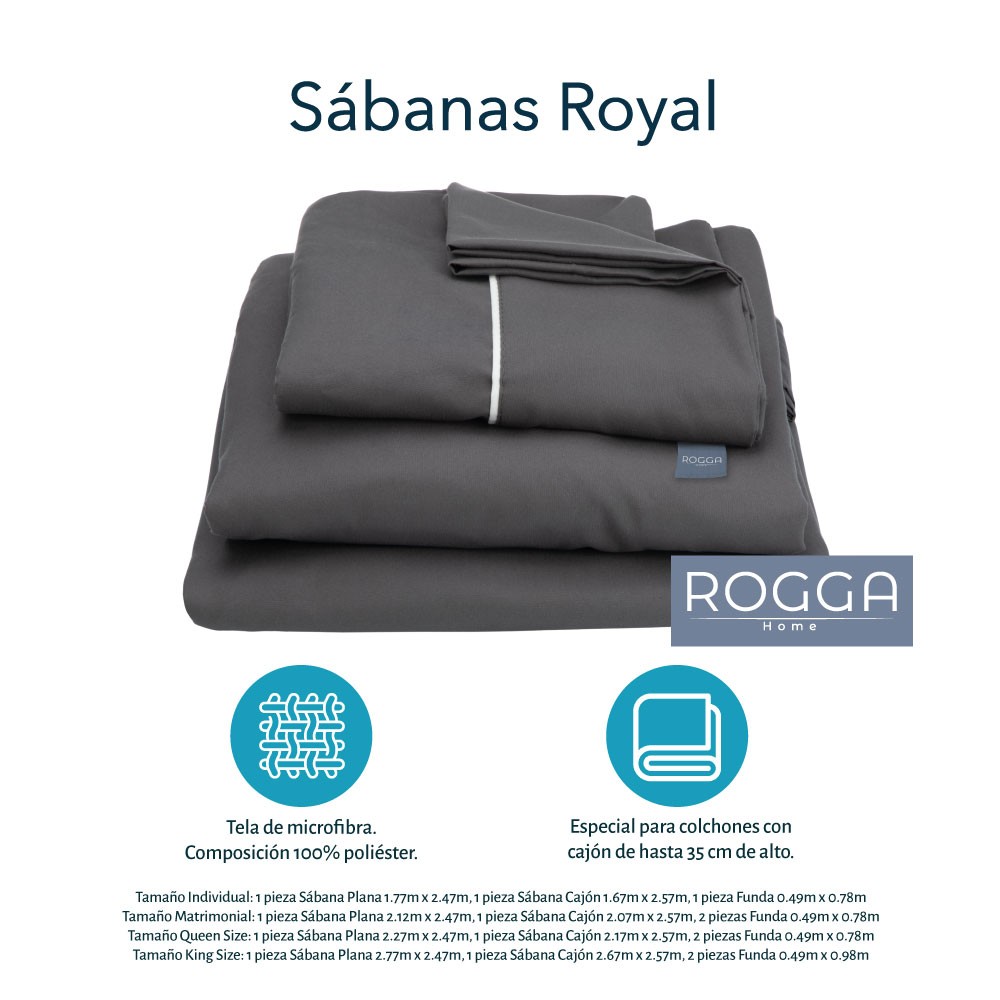 Edred&oacute;n Individual Dicasa Couzy Azul Marino con Gris, S&aacute;banas Royal Gris, Protector Lux y Almohada Royal image number null