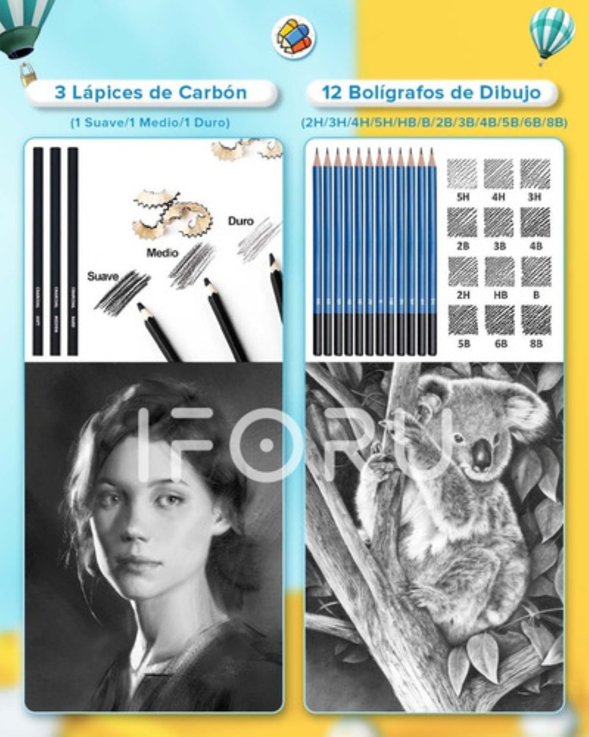 Set De Arte Profesional 145 L&aacute;pices Colores Dibujo Kit image number null
