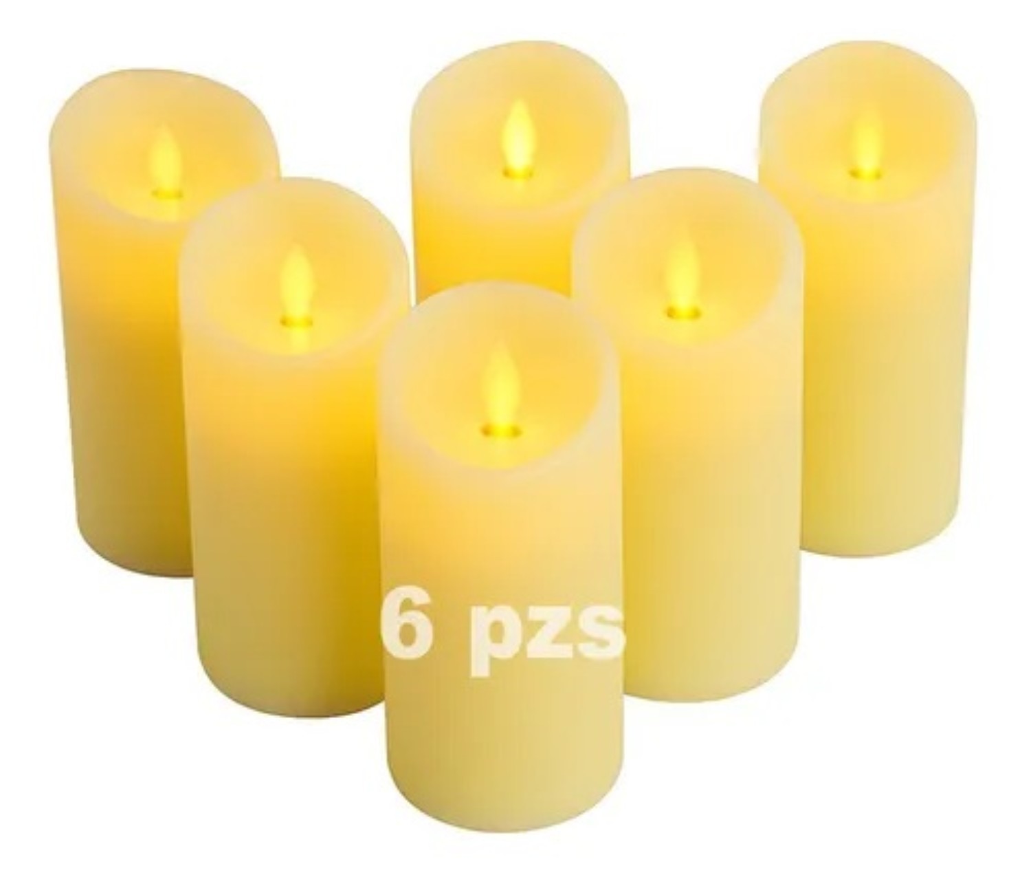 Pack 6 Velas Grandes Led Flama Realista image number null