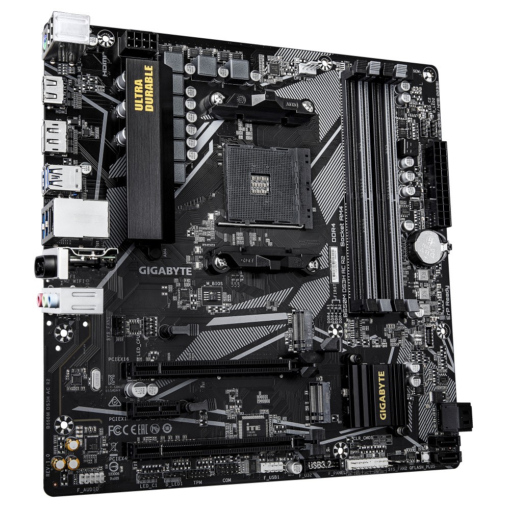 Tarjeta Madre Gigabyte B550M DS3H AC, Micro-ATX, Socket AM4, AMD B550, 128GB DDR4, HDMI/DP para AMD image number null