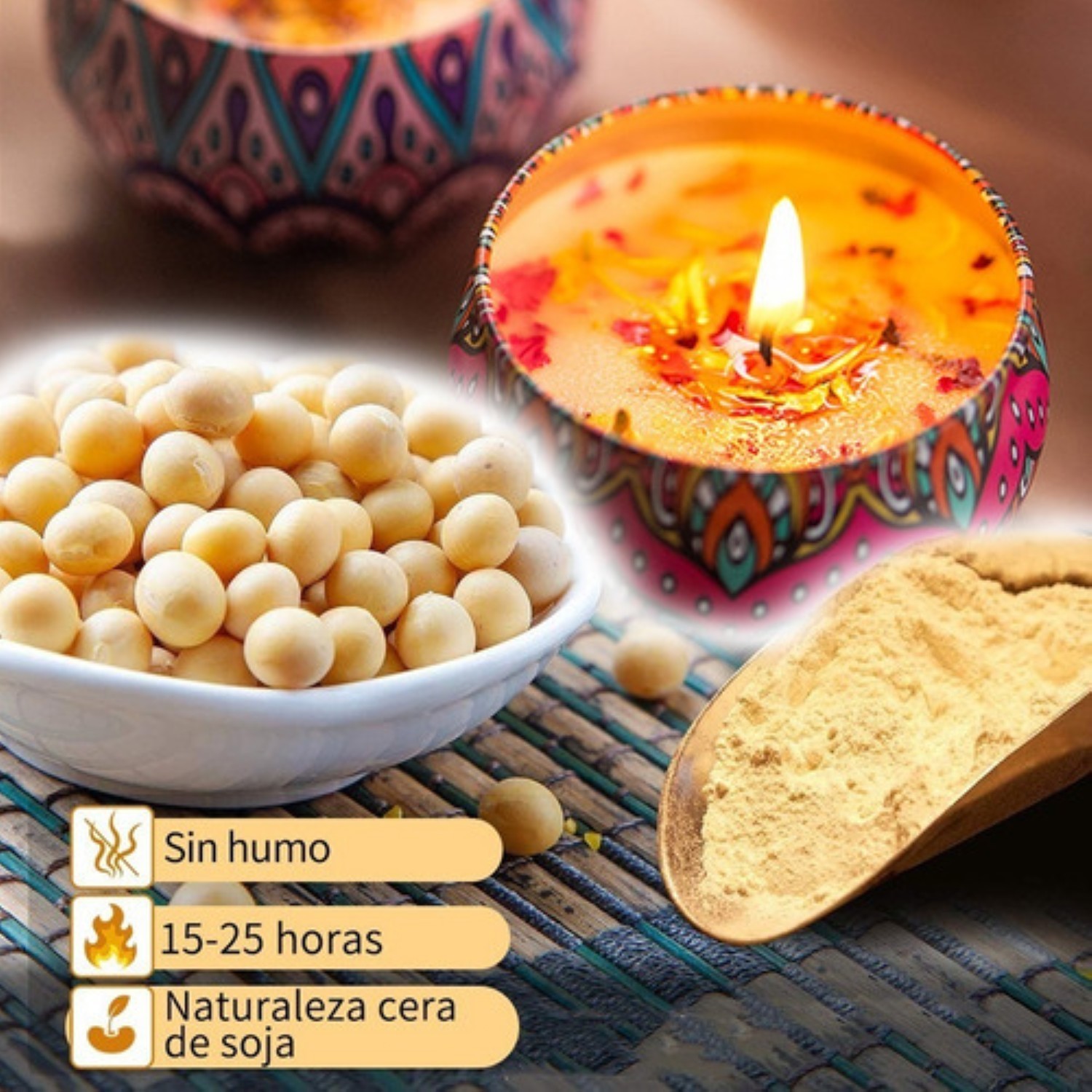 6 Piezas Velas Arom&aacute;ticas De Cera De Soja Para Aromaterapia Azul image number null