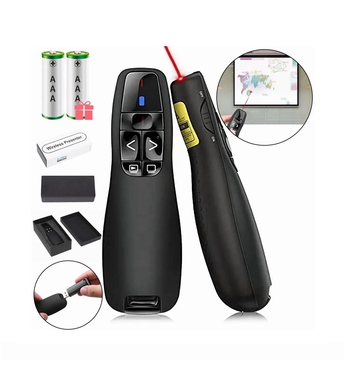 Apuntador Presentador L&aacute;ser Inal&aacute;mbrico Malubero Remota Con Usb image number null