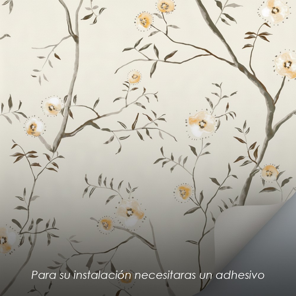 Ilios Innova | Papel Tapiz Decorativo Motivo Floral y Fondo Beige, Rollo de 10m x 1.06m, Renovaci&oacute;n de Paredes y Muebles image number null