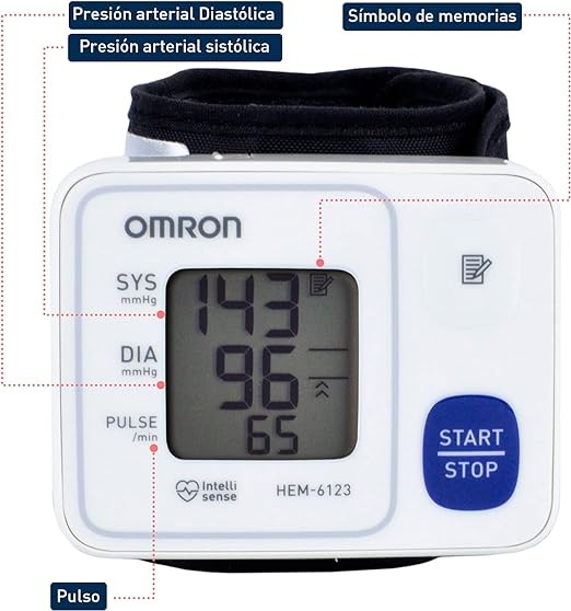 A Bauman&oacute;metro OMRON, Medidor de Presi&oacute;n Arterial de Mu&ntilde;eca HEM-6123, Tecnolog&iacute;a &uacute;nica, Color Blanco, 1 unidad. image number null