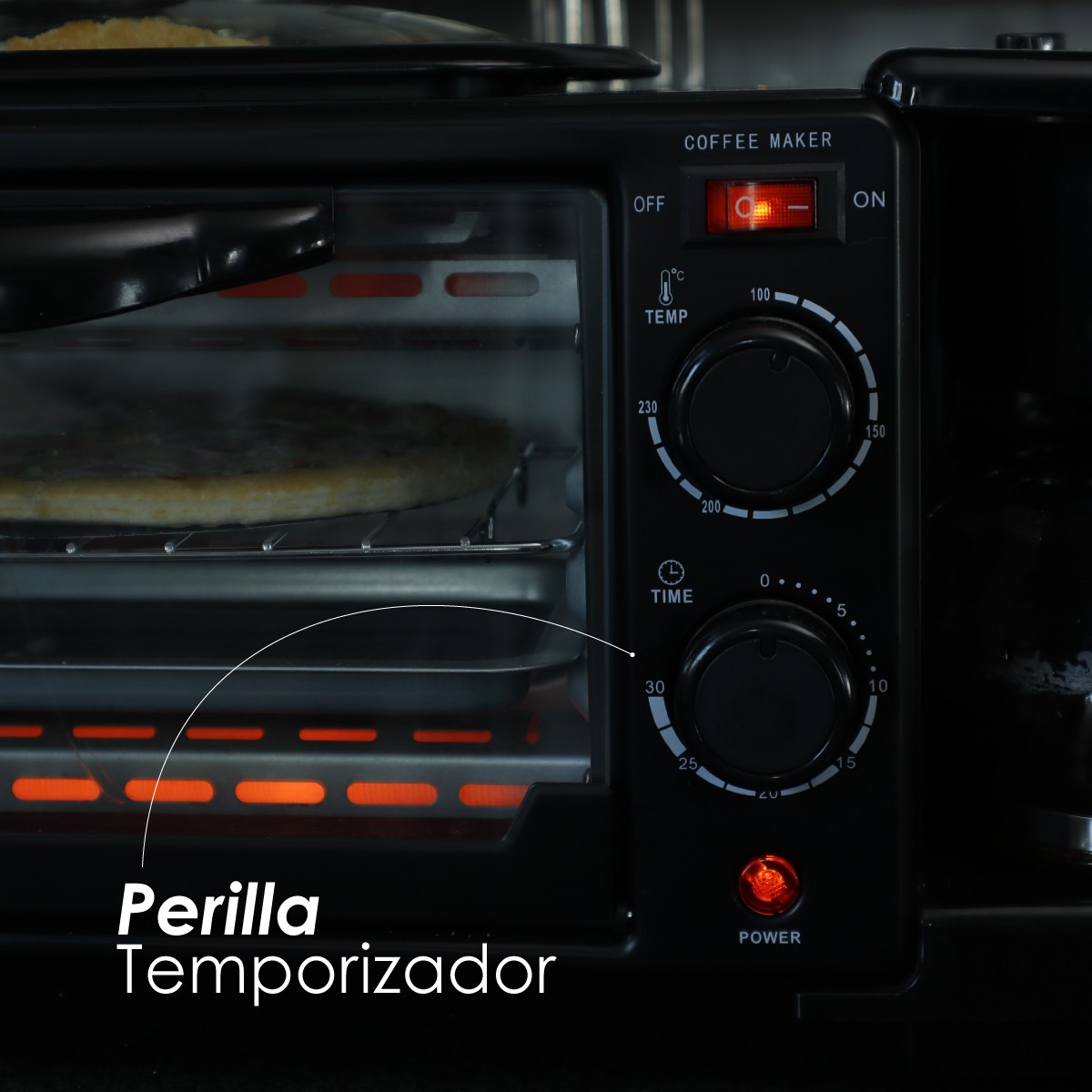 Ilios Innova | Horno 3 En 1 Maquina De Desayuno Sarten Cafetera Mini Horno image number null