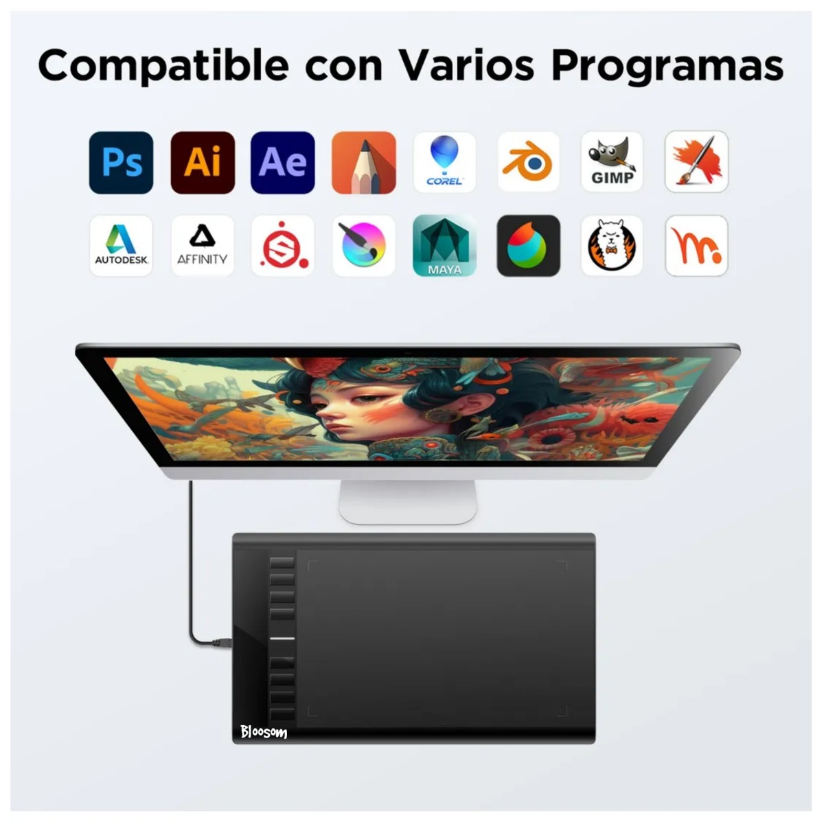 Tableta Digitalizadora M708 10*6 In Con L&aacute;piz Negro image number null