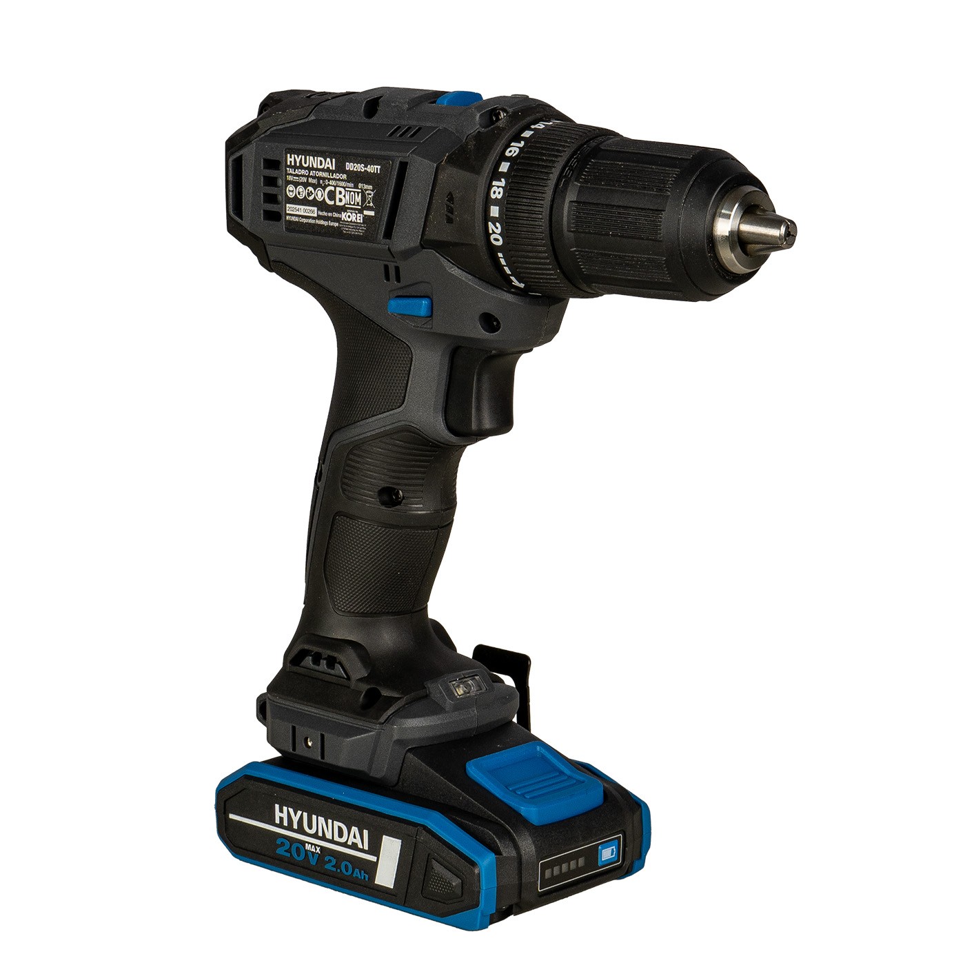 Taladro Atornillador Hyundai Inal&aacute;mbrico Dd20s-40tt Bater&iacute;a Li-ion 40n.m Azul 50 Hz/60 Hz image number null