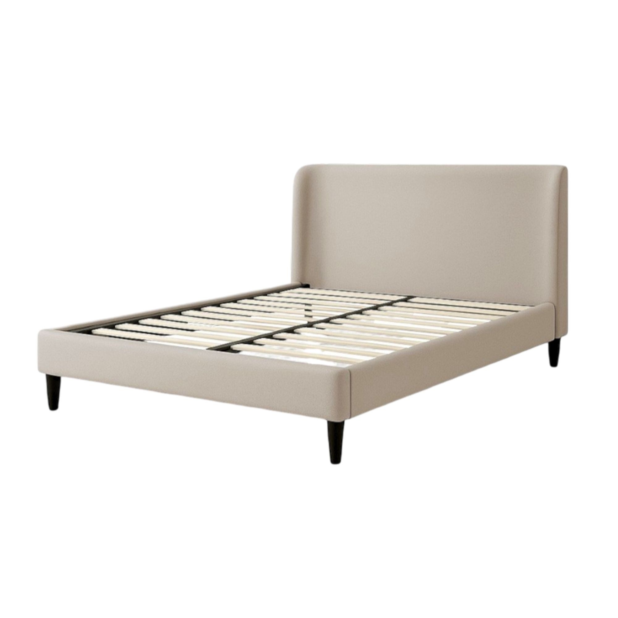 Ilios Innova | Cama Matrimonial Beige con Cabecera Tapizada en Lino y Poli&eacute;ster | Estructura de Madera Resistente image number null