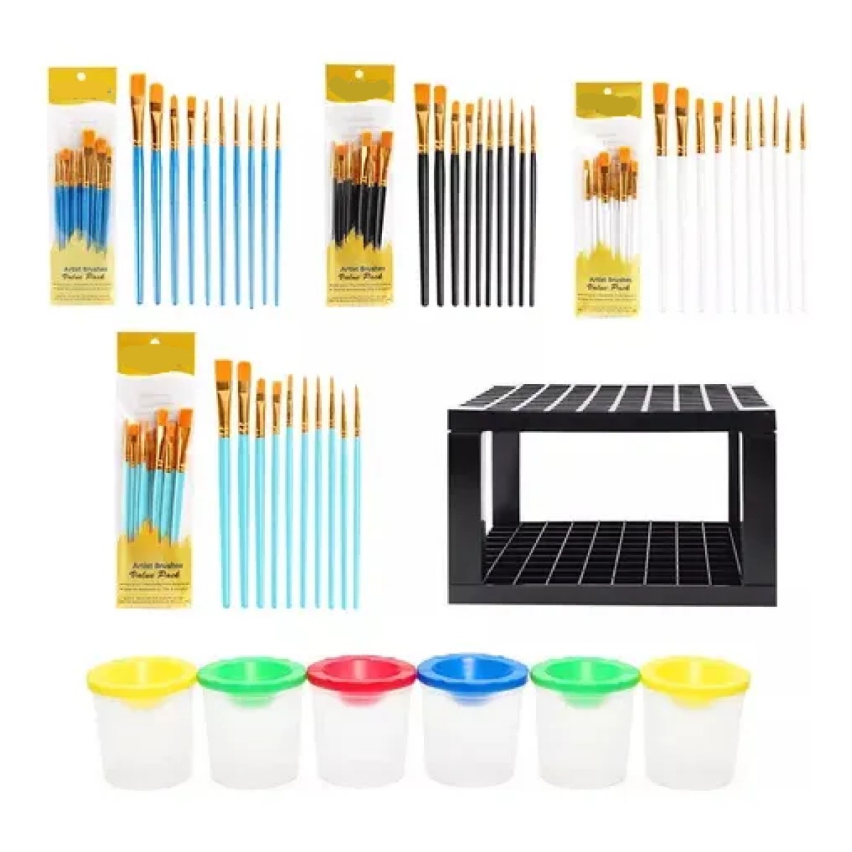 Kit 40 Pincel Para &Oacute;leo Vaso Pinceles Soporte Acr&iacute;lico Acuarela Multicolor image number null