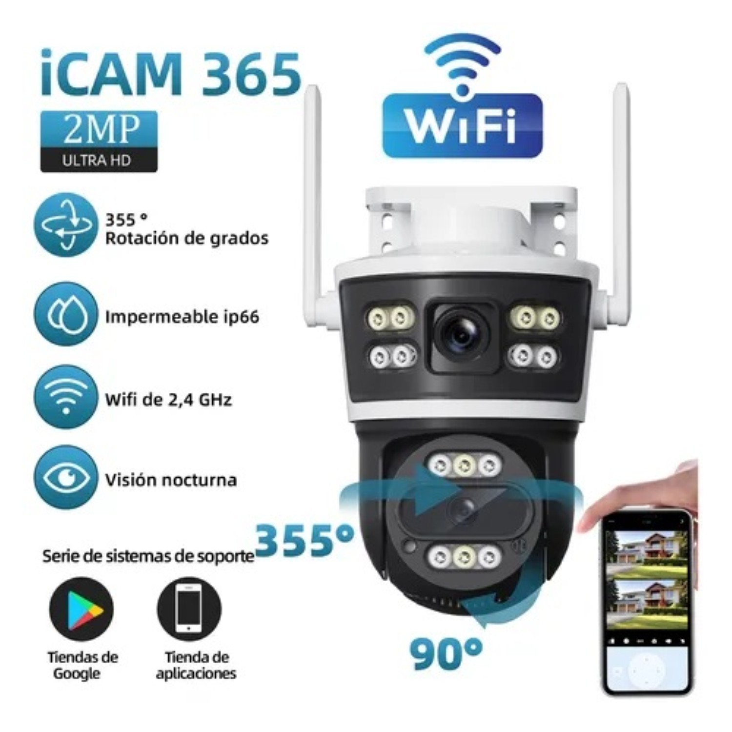 C&aacute;mara De Seguridad Wifi Exterior Resoluci&oacute;n 2mp Negro image number null