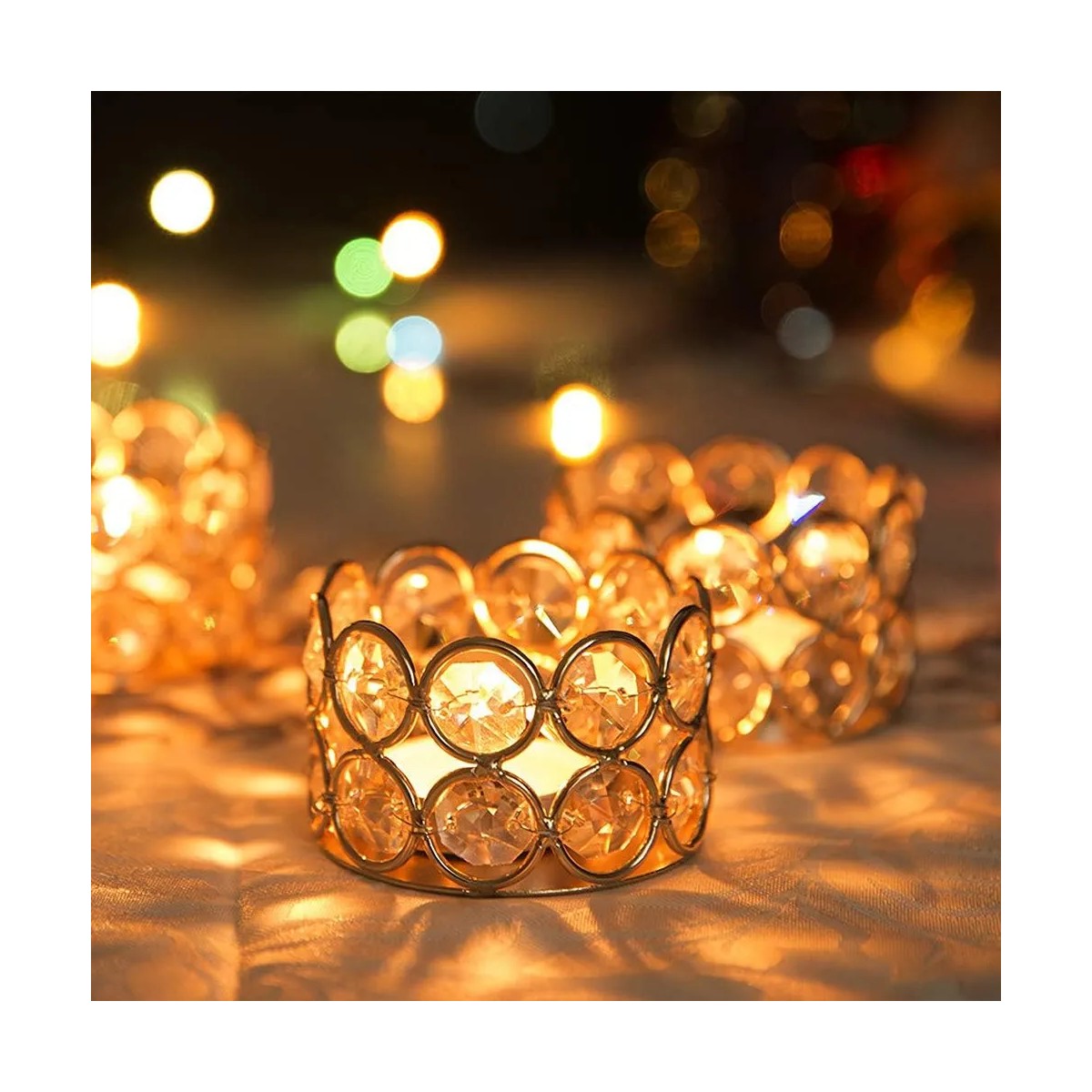 8pc Candelabros Portavelas Fiesta Cristal Plateado image number null