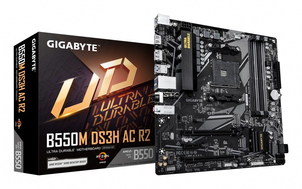 Tarjeta Madre Gigabyte B550M DS3H AC, Micro-ATX, Socket AM4, AMD B550, 128GB DDR4, HDMI/DP para AMD image number null