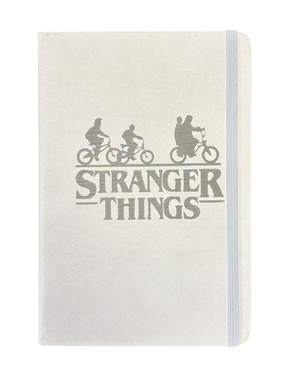 Libreta estilo franc&eacute;s color blanco, pasta dura, hojas rayadas, STRANGER THINGS image number null