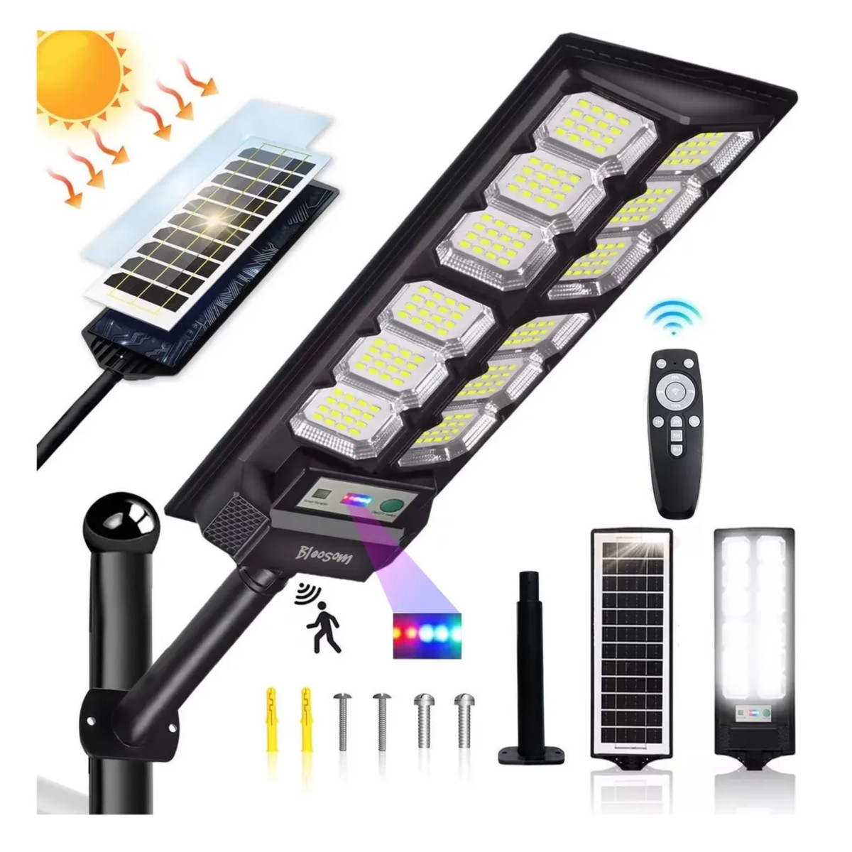 L&aacute;mpara Solar 120 Led Iluminaci&oacute;n De Pared Exterior Jard&iacute;n, Negro image number null
