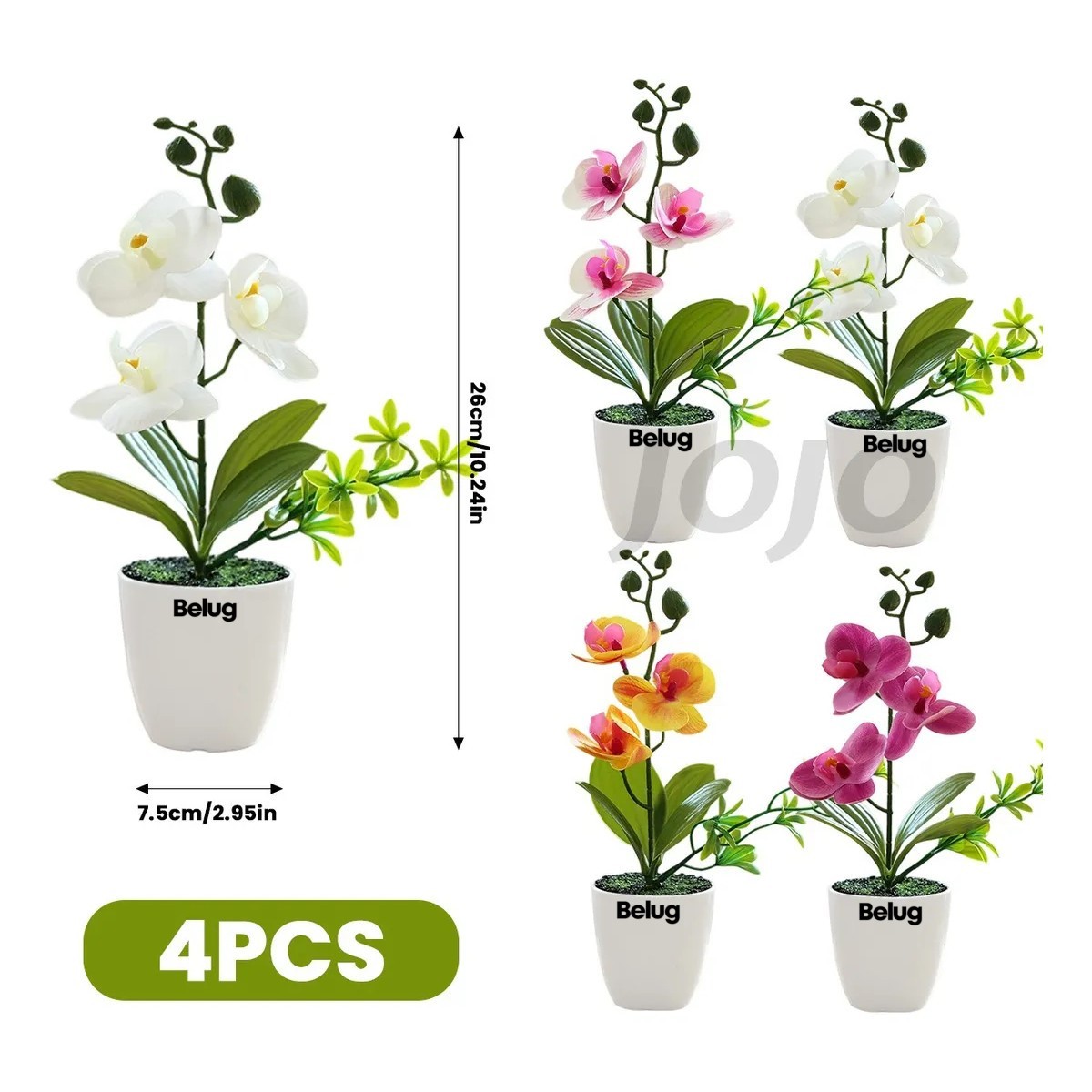 4pzs Arreglo Orqu&iacute;deas Artificiales Decoraci&oacute;n Con Macetas image number null