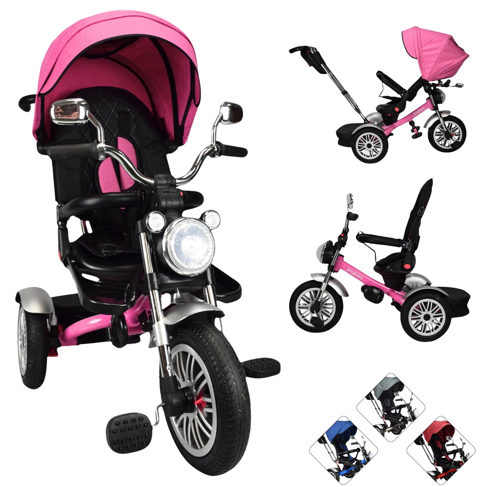 Triciclo para Ni&ntilde;os Reclinable Giratorio 360 Sonido Llanta Goma - Rosa image number null