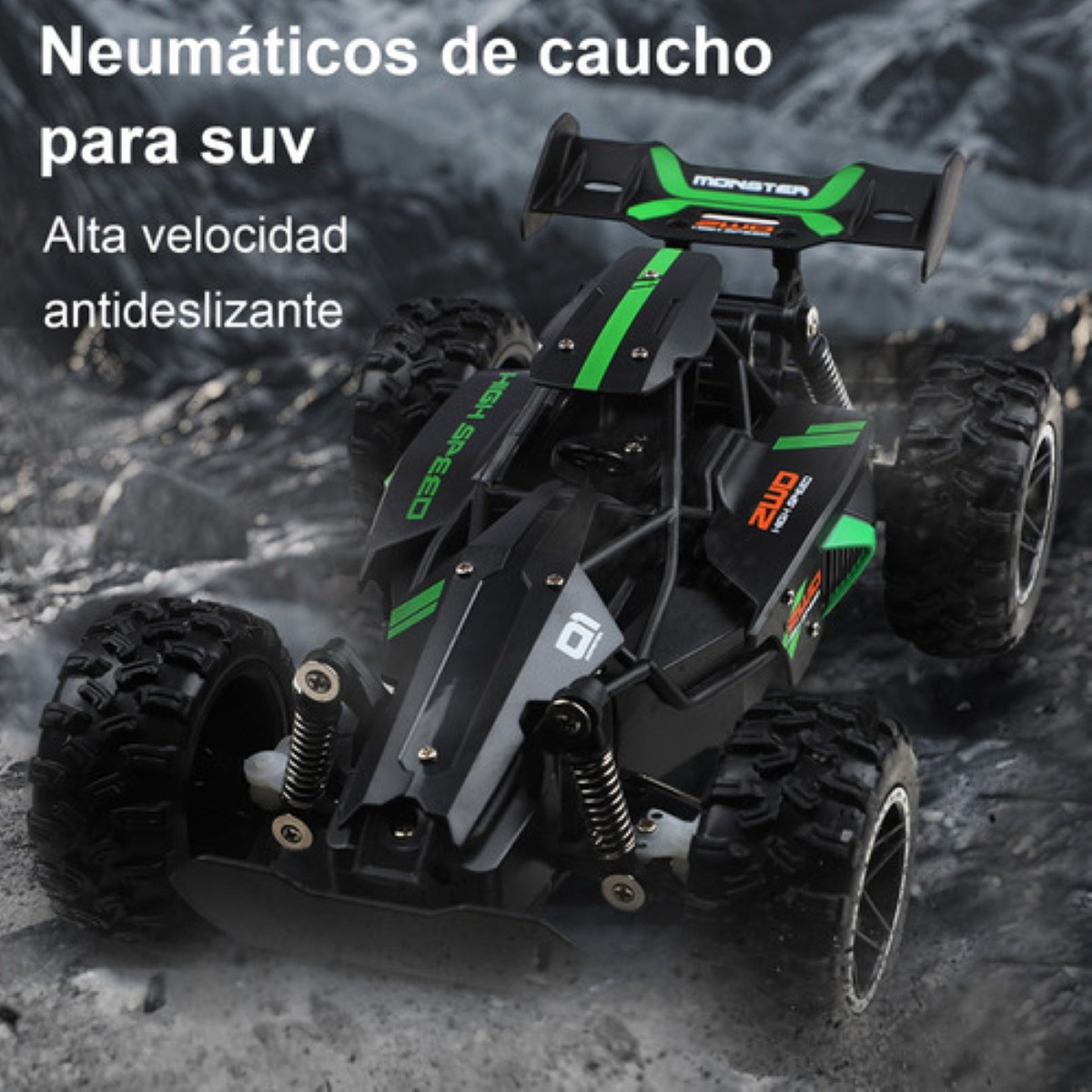 Carros De Control Remoto Juguetes Alta Velocidad 1:18 15km/h Verde Negro image number null