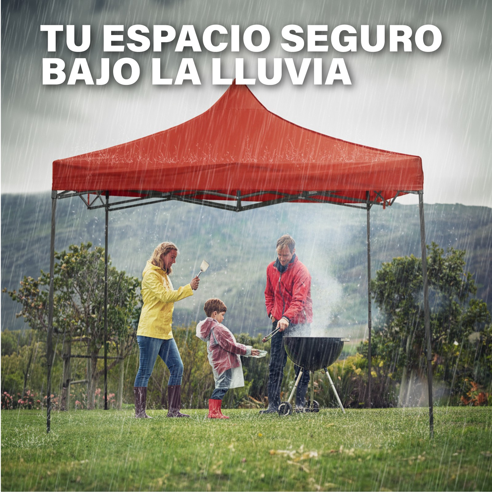 Carpa Toldo Plegable 3x3 Impermeable Retractil Jardin Onof Rojo image number null