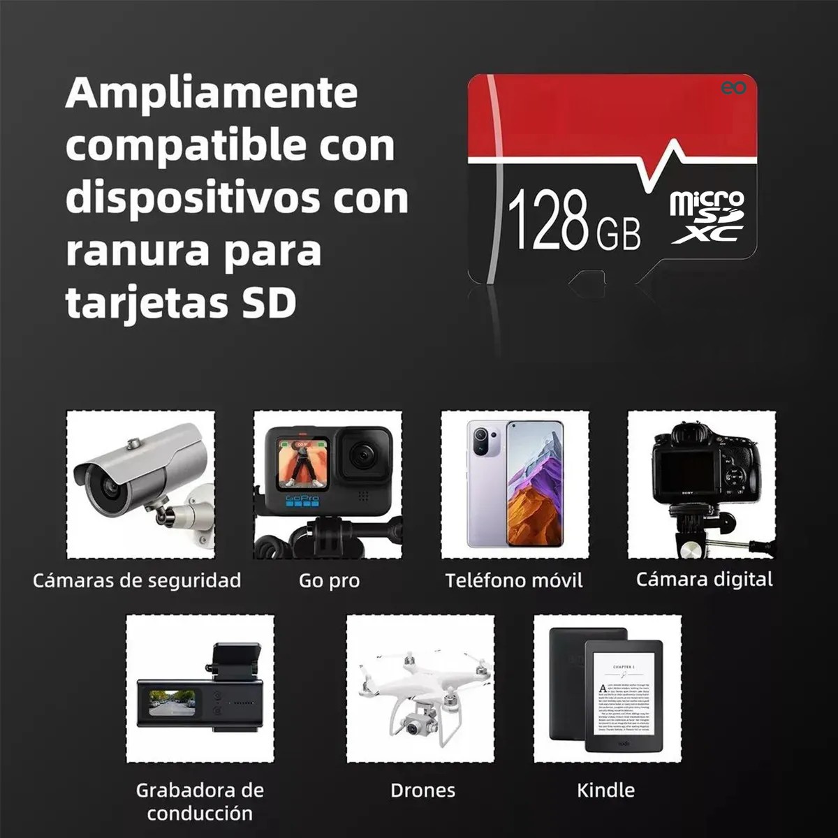 Tarjeta de Memoria MicroSD 128GB Alta Velocidad 90MB/s para Celular y C&aacute;mara 2 Pcs image number null