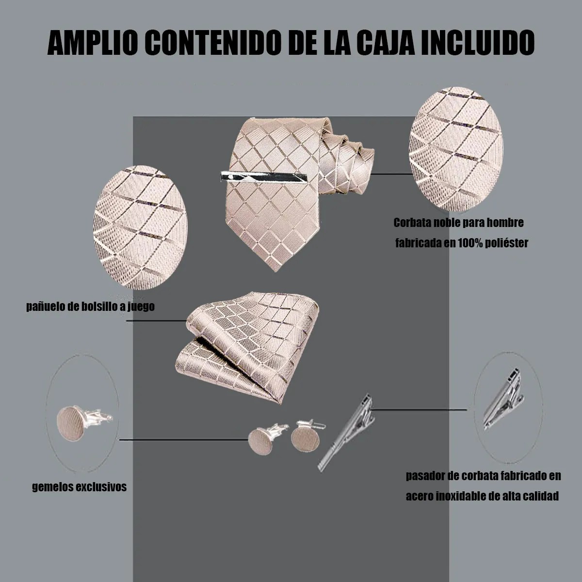 Set De Corbata Formal De 8 Cm Con Estuche De Regalo Rosa claro image number null