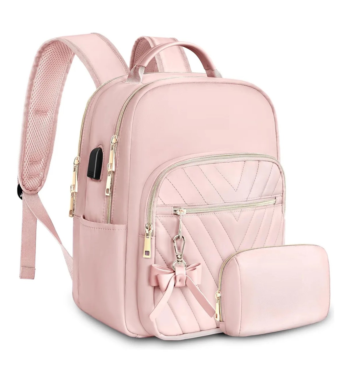 Mochila de Mujer Escolar de Moda Impermeable y Antirrobo Rosa Bloosom image number null