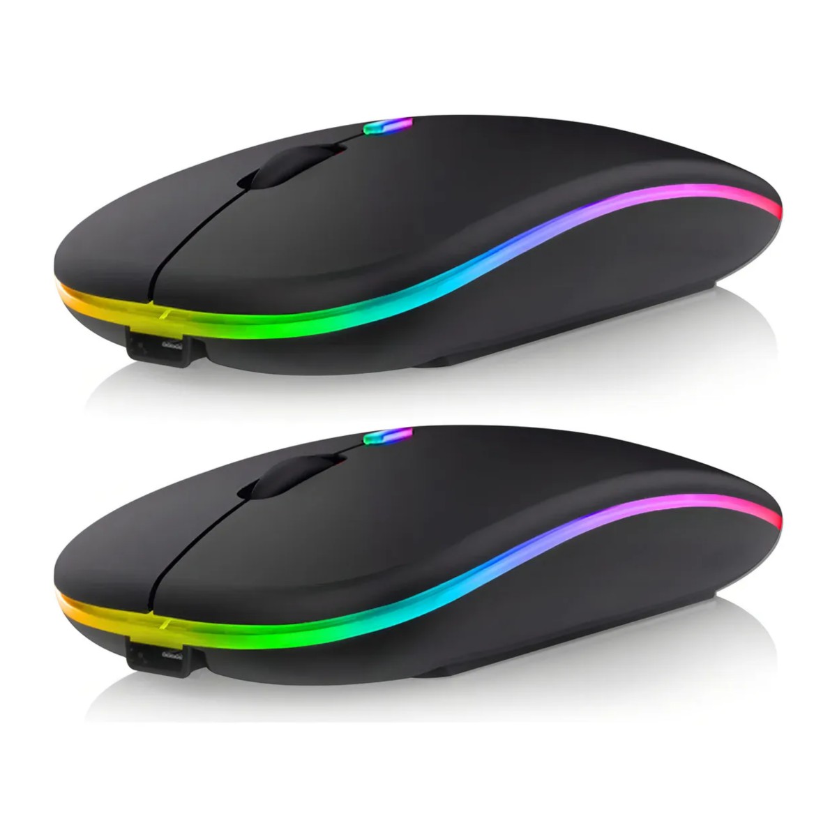 2pzs Rat&oacute;n Silencioso De Oficina Inal&aacute;mbrico Recargable Negro image number null