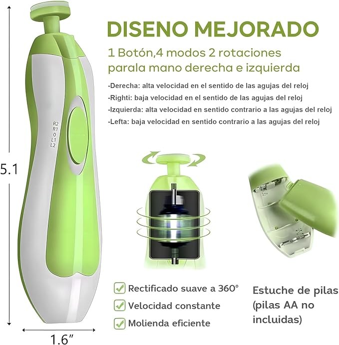 Lima de u&ntilde;as bebe Corta&uacute;&ntilde;as LED para beb&eacute;s, seguridad el&eacute;ctrica, corta&uacute;&ntilde;as para beb&eacute;s, kit de lima de u&ntilde;as para beb&eacute;s, image number null