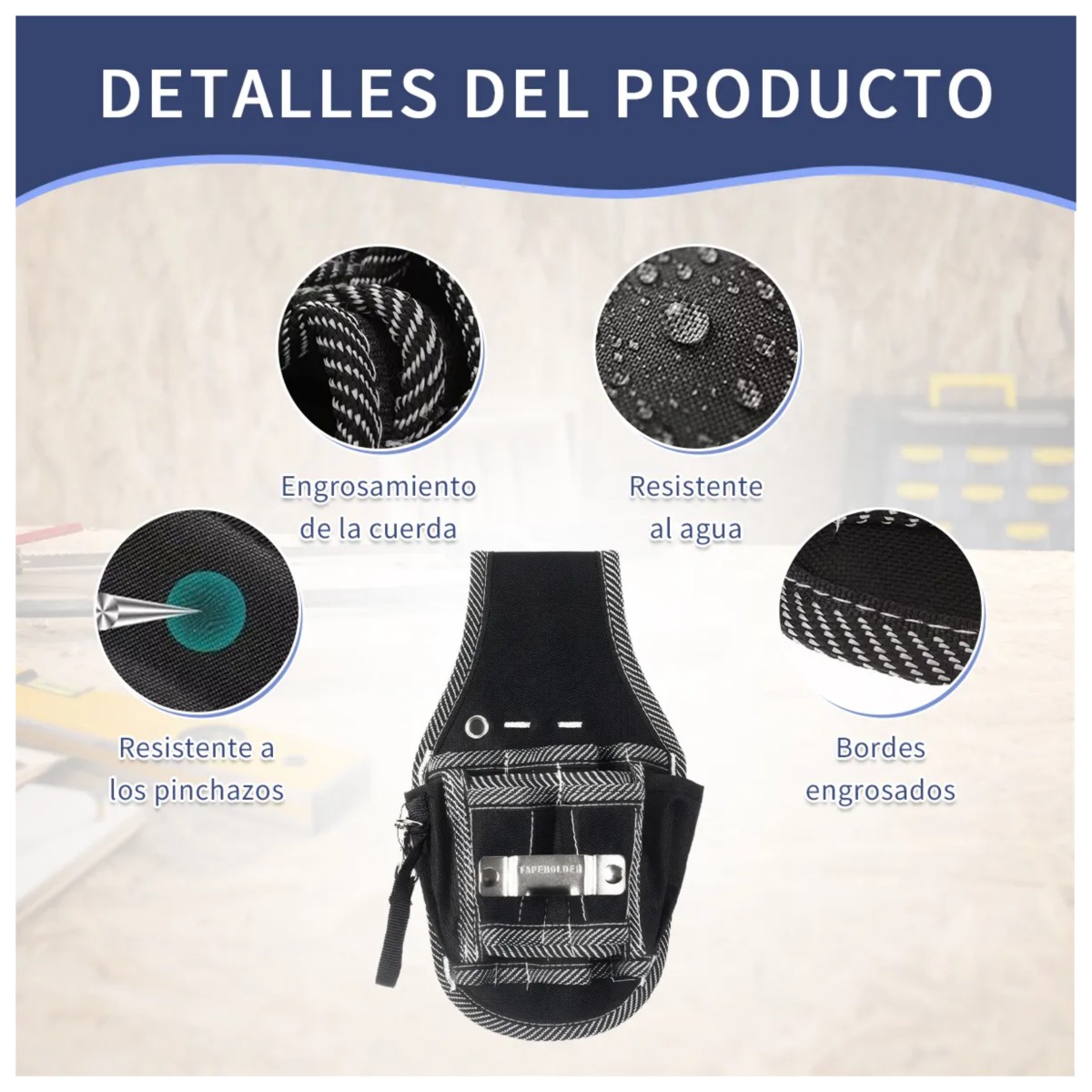 Bolsa Herramientas Ri&ntilde;onera Profesional Con Cintur&oacute;n Negro image number null