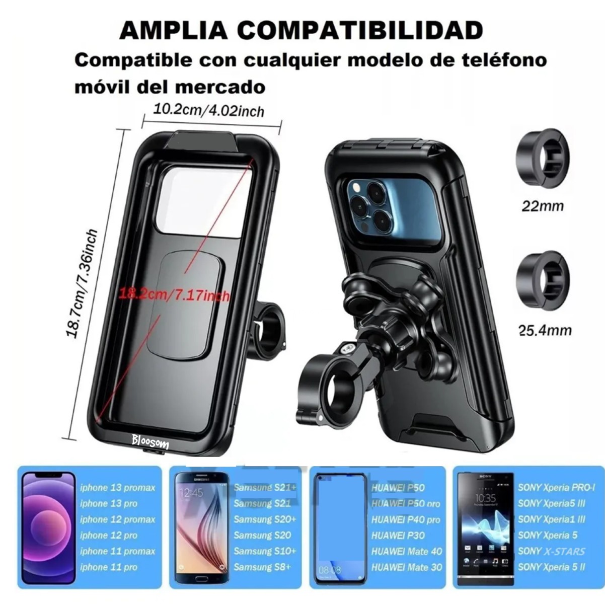 Soporte Celular Para Moto Impermeable Amortiguador Negro image number null