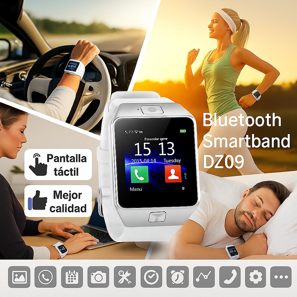 Smartwatch Dz09 Con Bluetooth, C&aacute;mara, Cronometro, Llamadas - Reloj Inteligente Blanco image number null