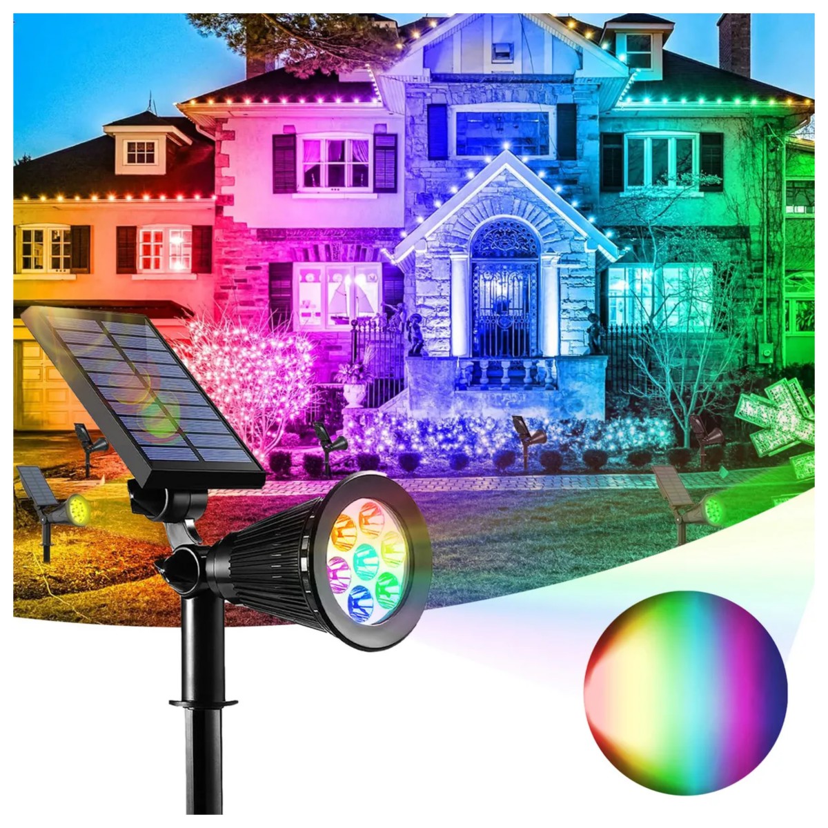 L&aacute;mpara Solar Para Jard&iacute;n Luz Decoraci&oacute;n 6v Multicolor Negro image number null