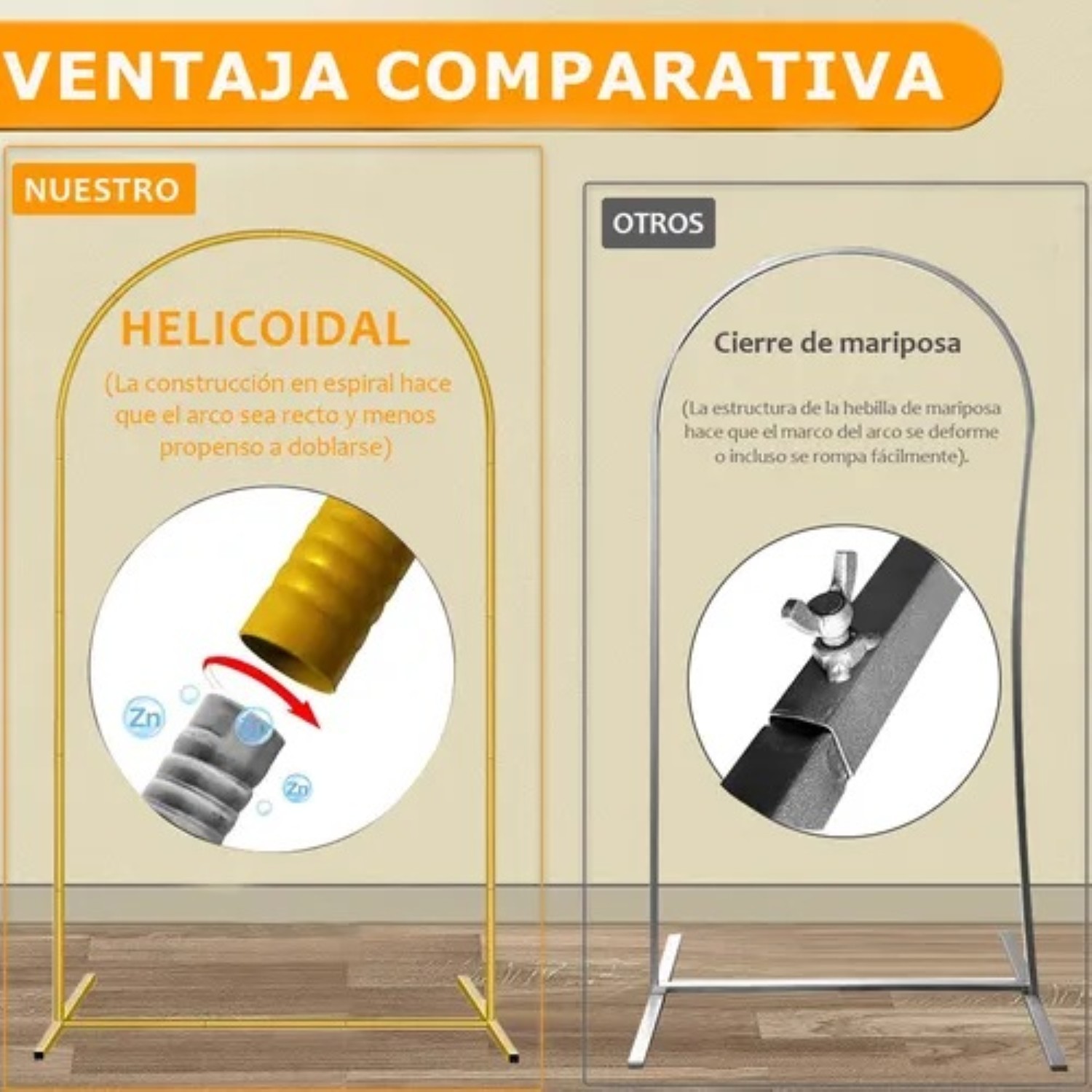 Estructura De Herrer&iacute;a Packs Mamparas Para Decoracion Fiesta Dorado image number null