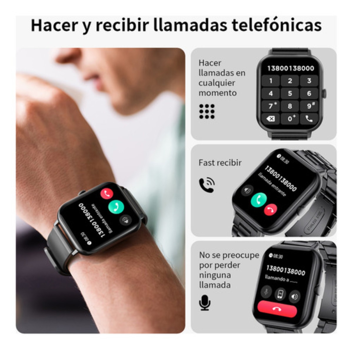 Reloj Inteligente Bluetooth Llamada Negro image number null