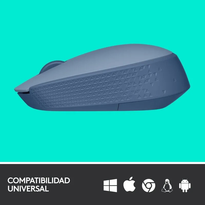 Mouse Ergon&oacute;mico Logitech M170, Inal&aacute;mbrico, &Oacute;ptico, 1.000DPI, RF Inal&aacute;mbrico, Azul image number null