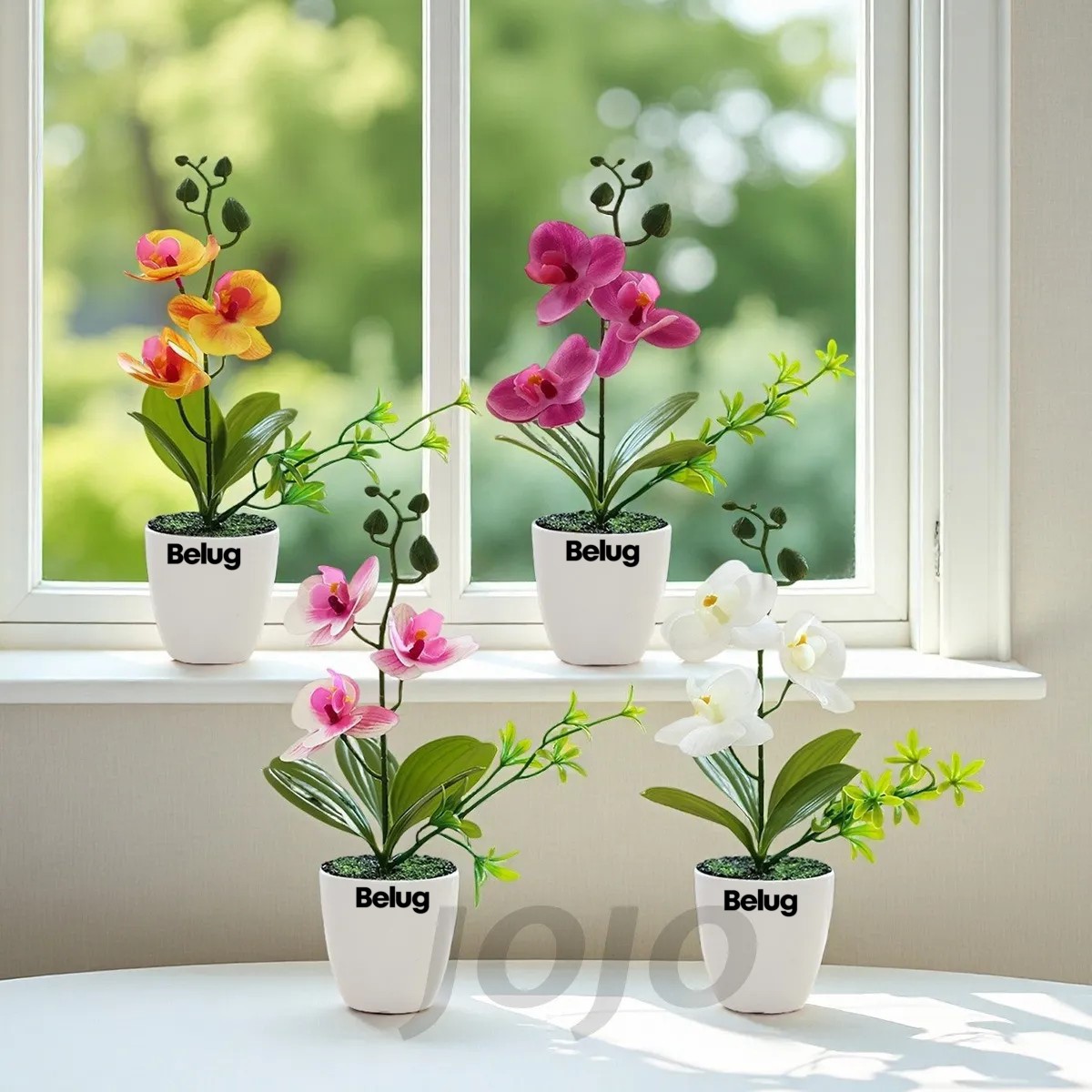 4pzs Arreglo Orqu&iacute;deas Artificiales Decoraci&oacute;n Con Macetas image number null