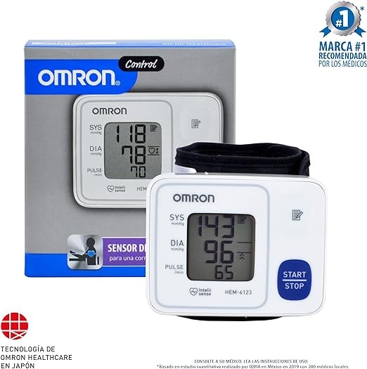 A Bauman&oacute;metro OMRON, Medidor de Presi&oacute;n Arterial de Mu&ntilde;eca HEM-6123, Tecnolog&iacute;a &uacute;nica, Color Blanco, 1 unidad. image number null